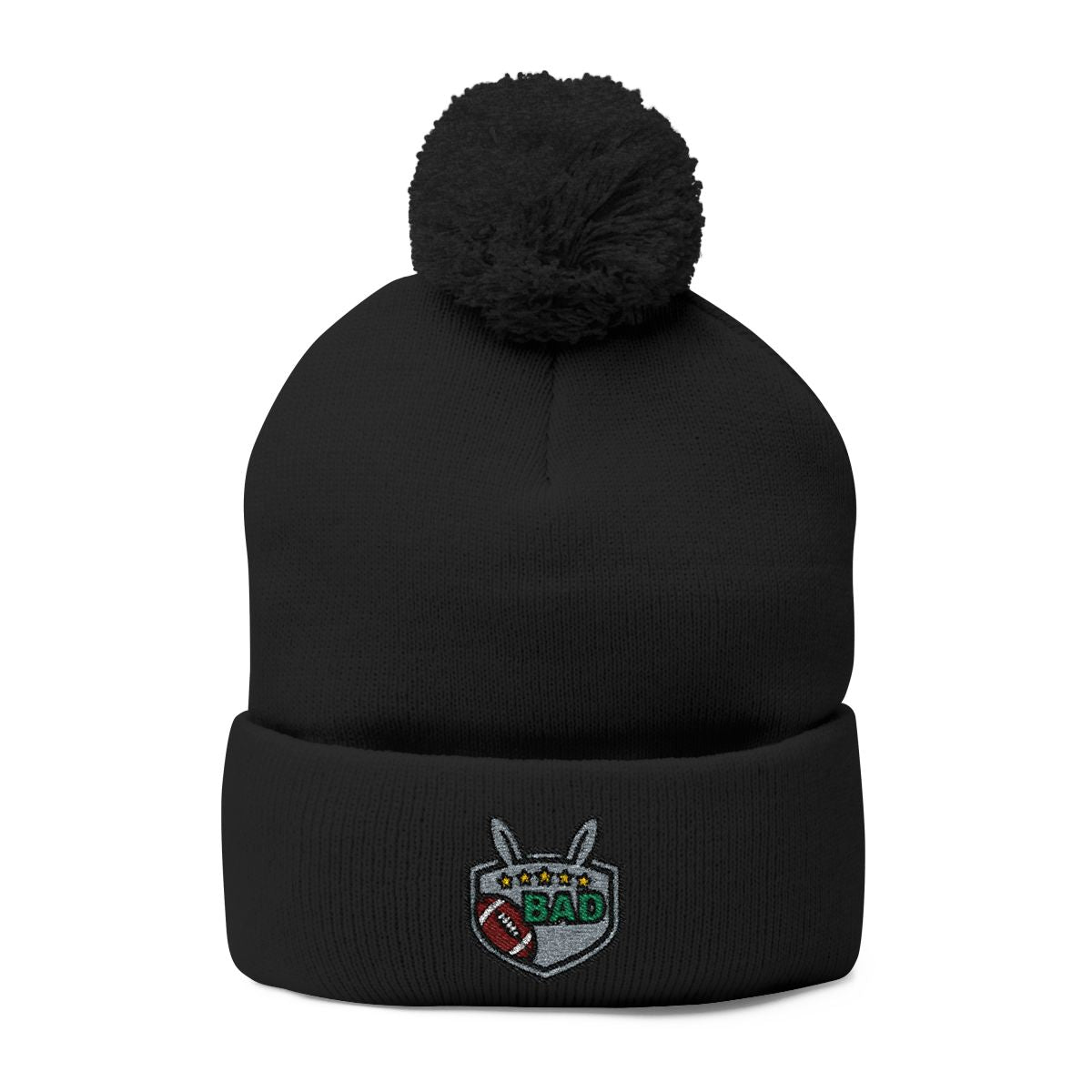 Black Beanie with Embroidered BAD Logo Winter Hat