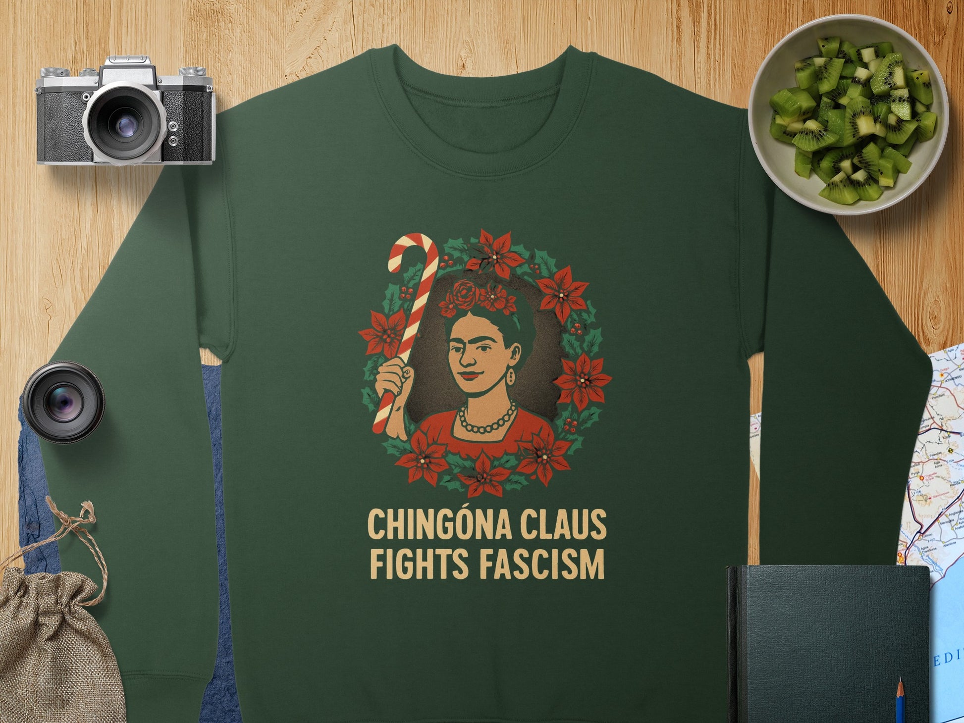 Chingona Claus Fights Fascism Holiday Clothing