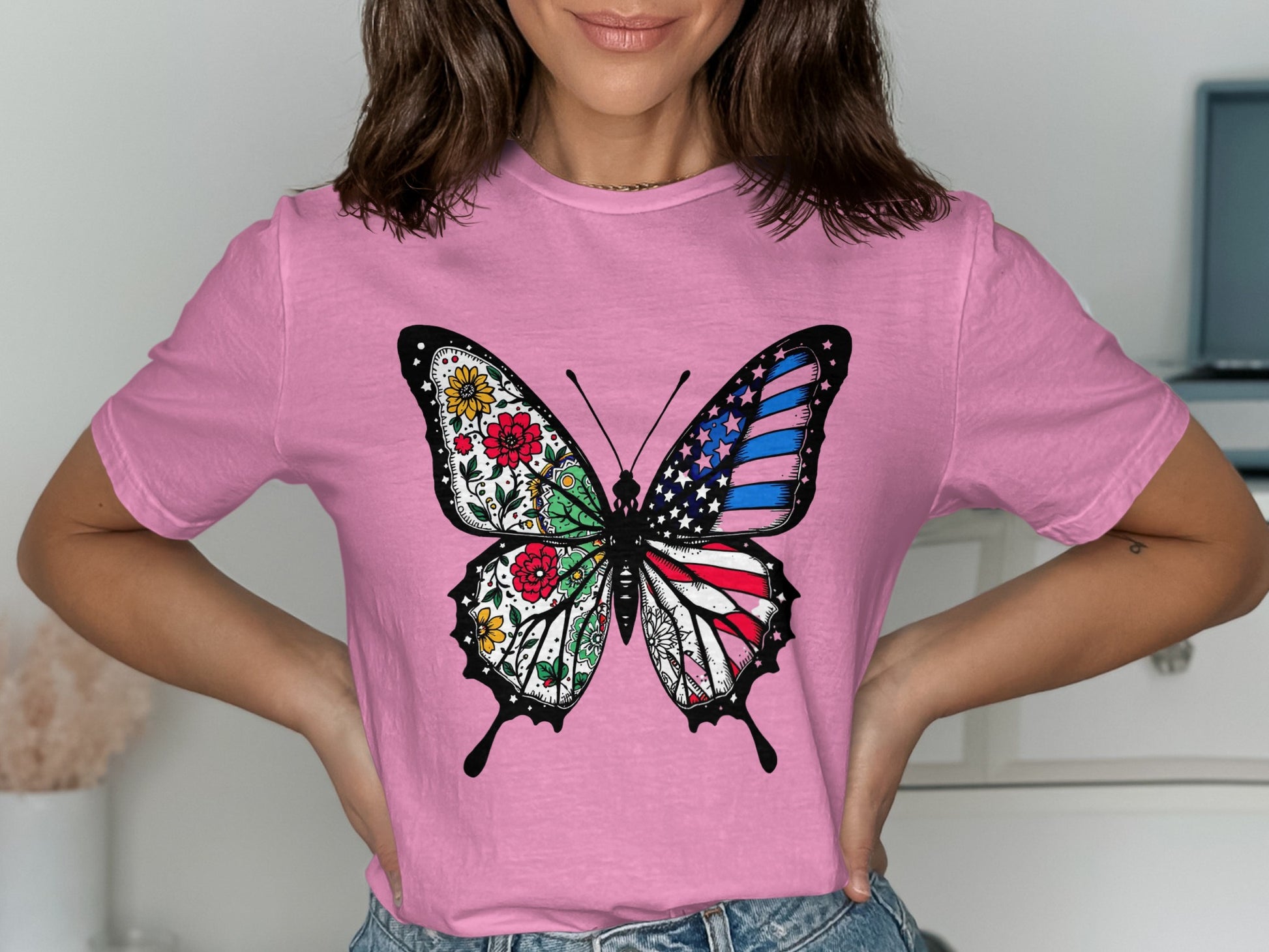 Vibrant Butterfly Graphic Tee Perfect Summer product type