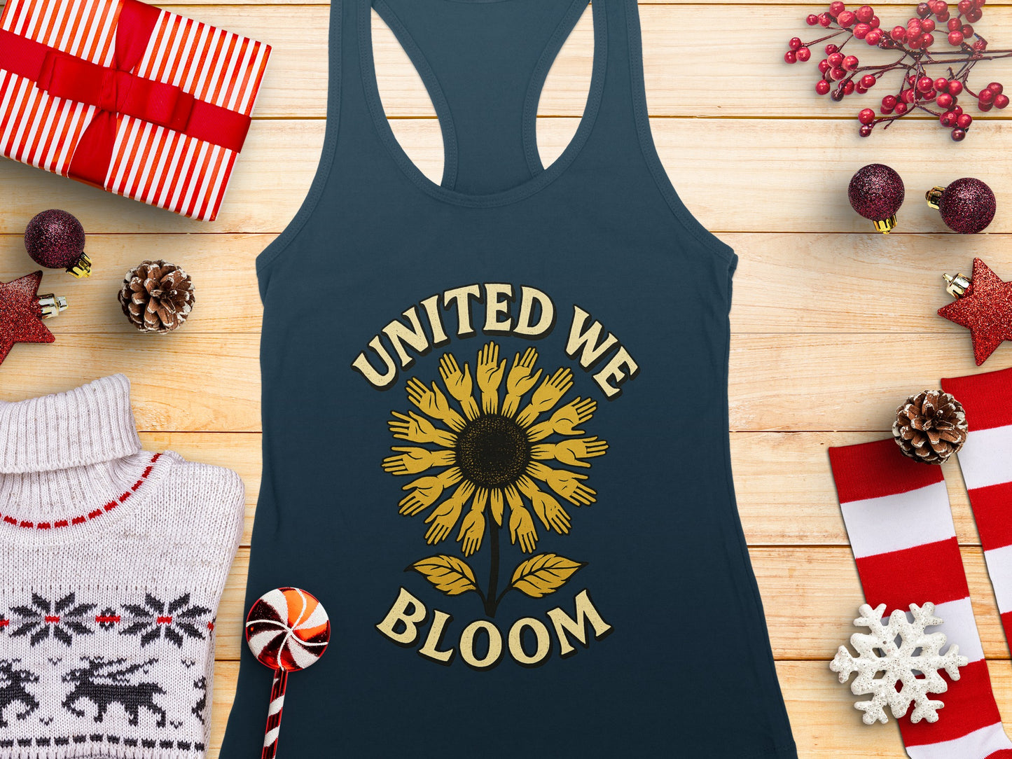 United We Bloom Creative Tank Top Design