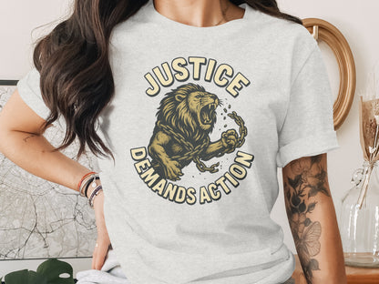 Justice Demands Action Graphic Lion T-Shirt product