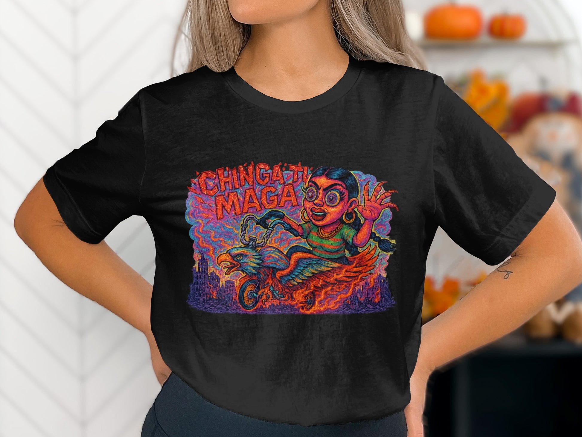 Chinga Tu Maga Graphic Tee Halloween Themed Apparel Product