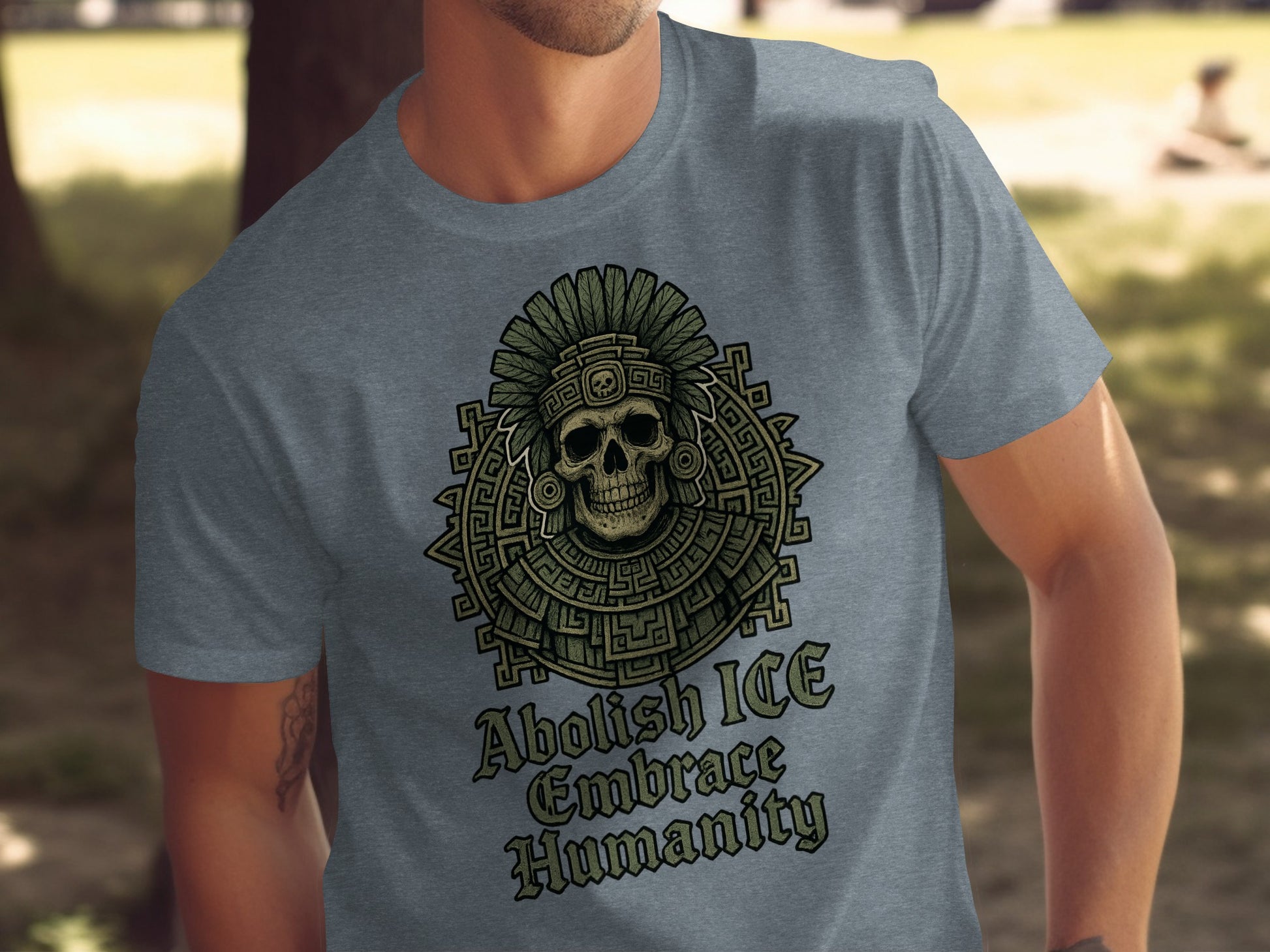 Abolish ICE Embrace Humanity Skull Graphic Tee