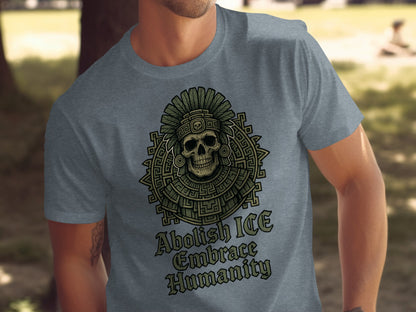 Abolish ICE Embrace Humanity Skull Graphic Tee
