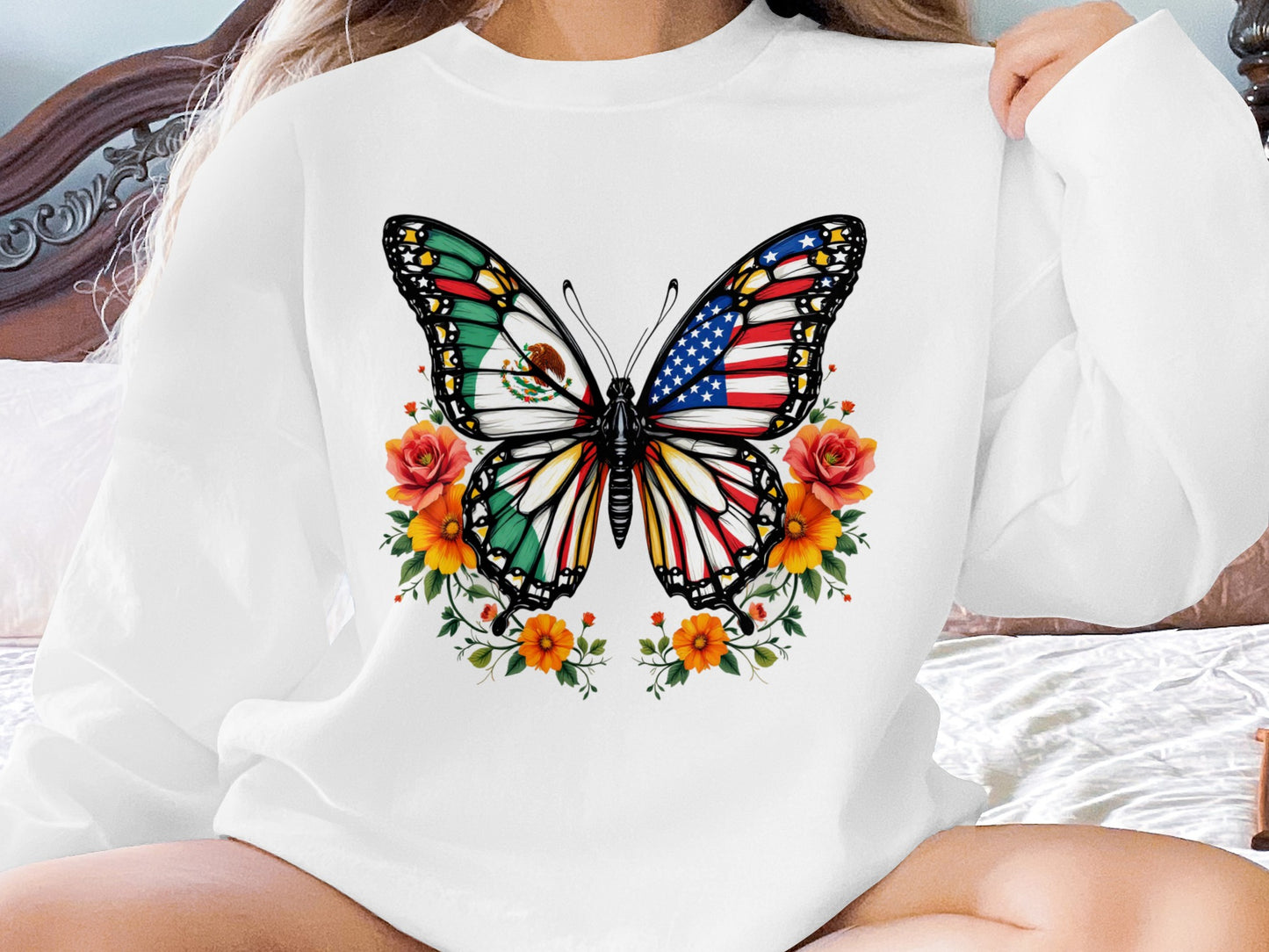 Colorful Butterfly and Floral Graphic Sweatshirt product