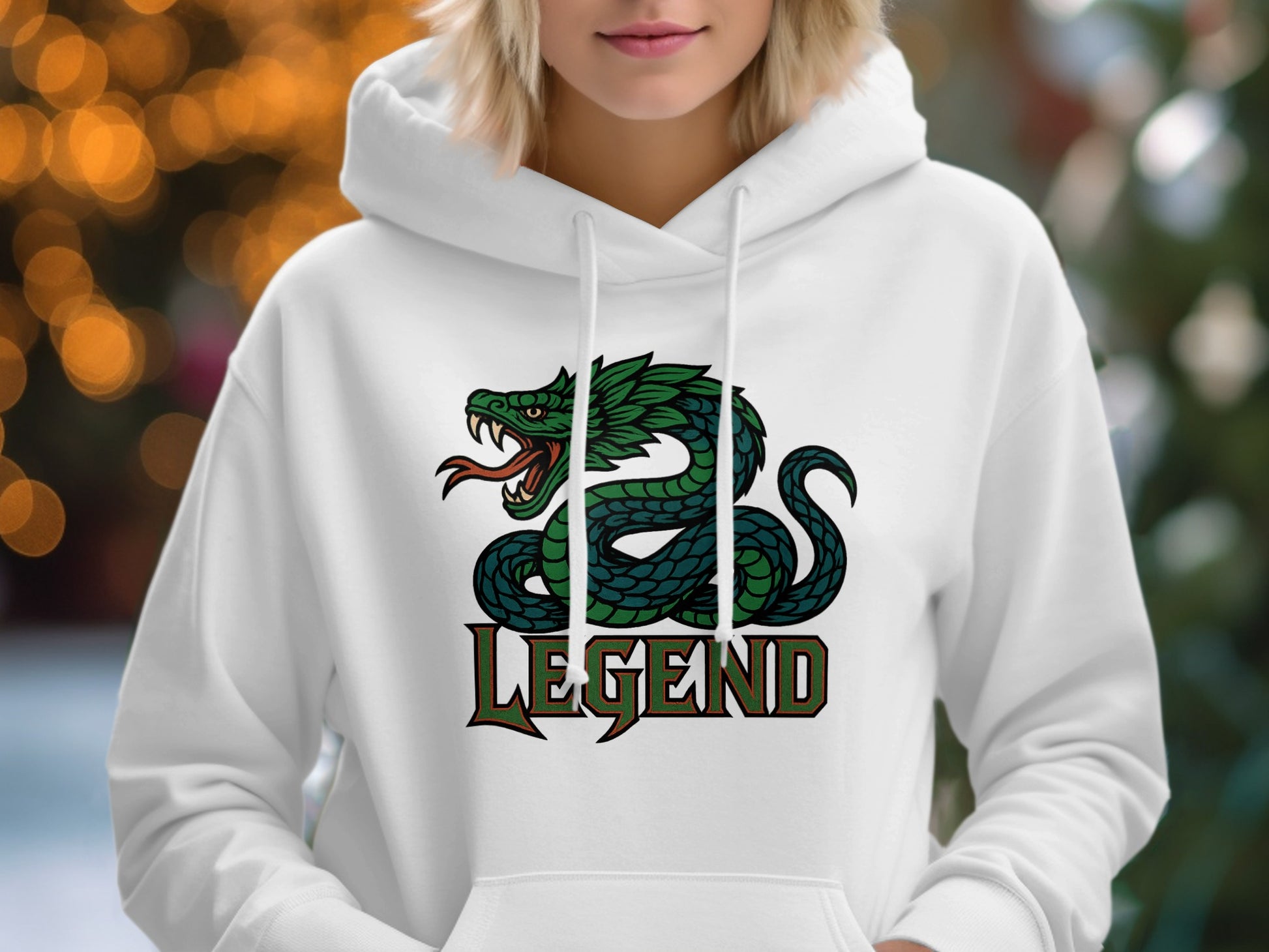 Snake and Legend Print on White Hoodie product