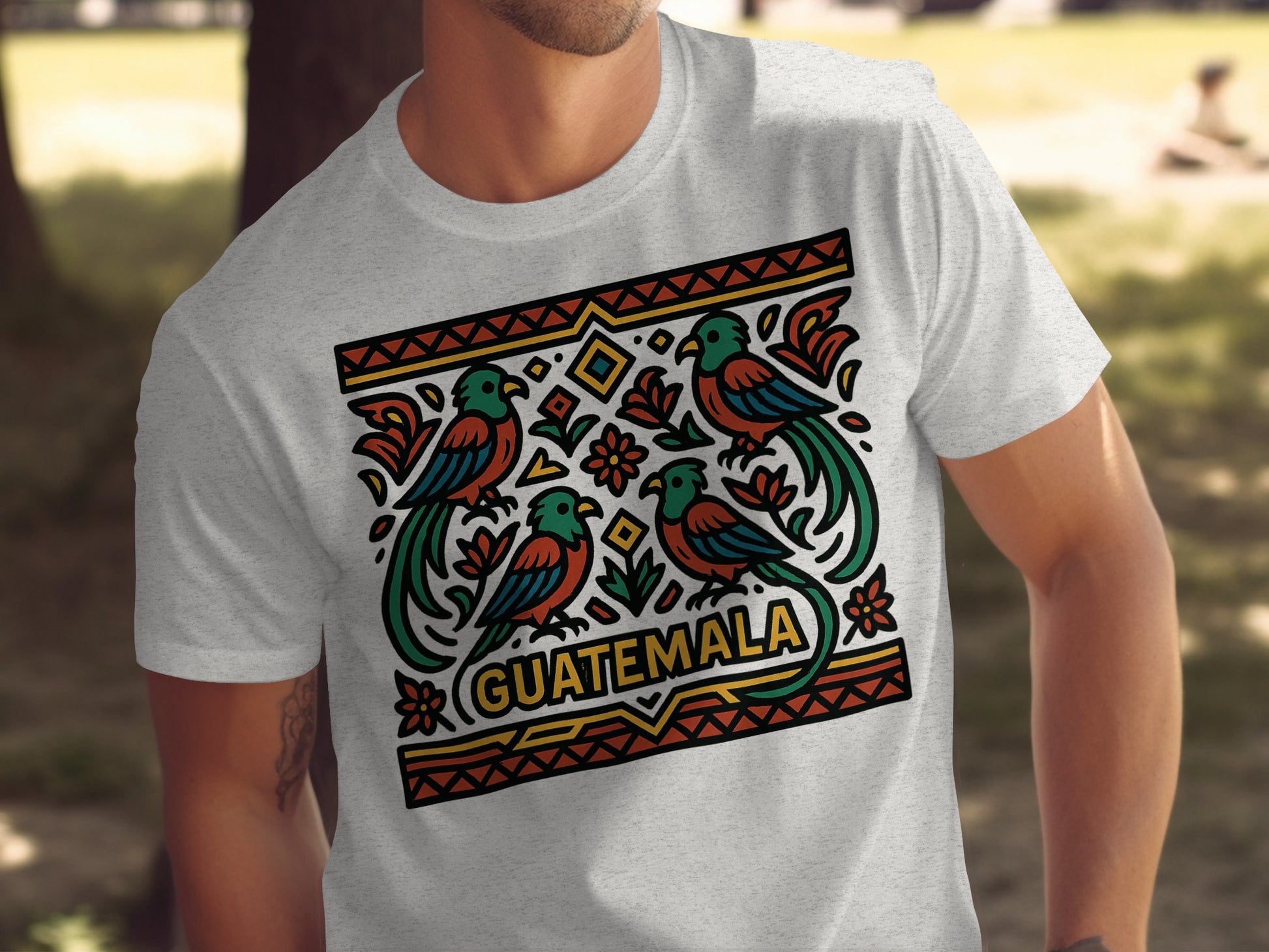 Guatemala Themed T-Shirt with Colorful Bird Design product
