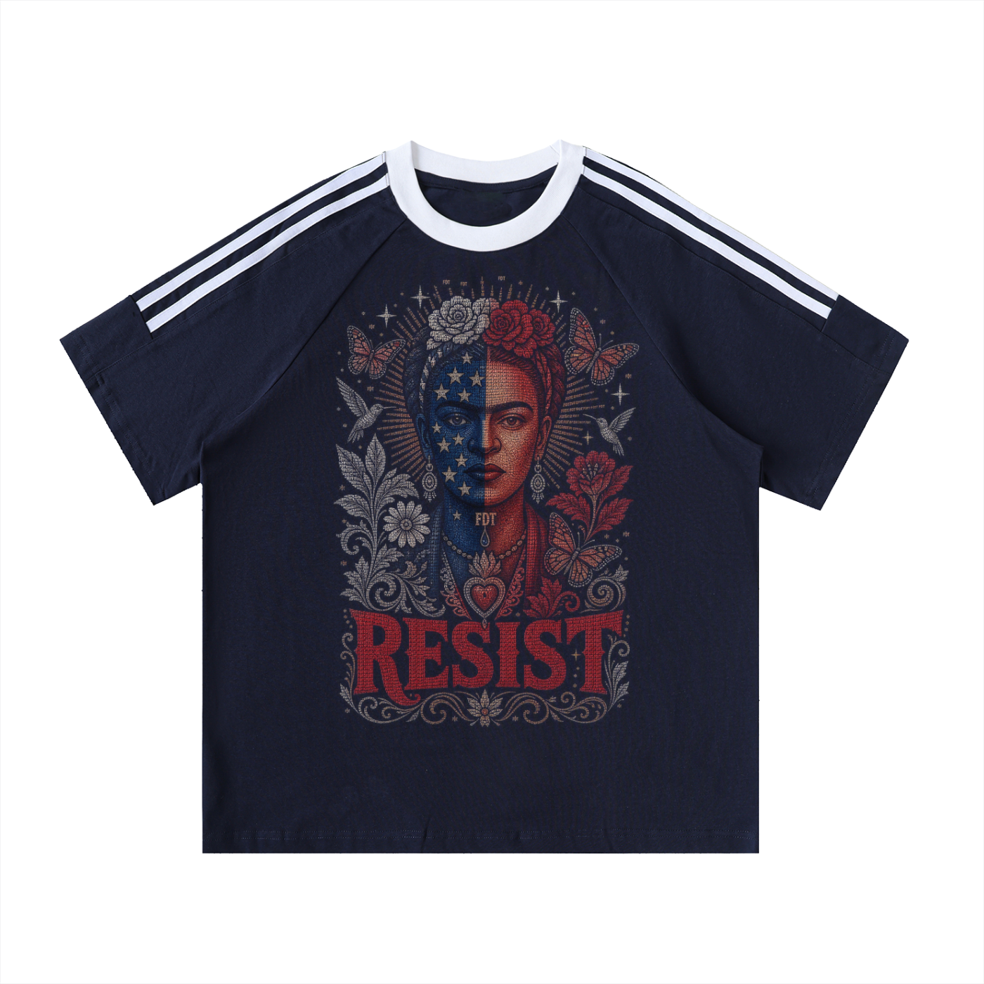 Chinga Tu Maga Contrast Tape Crewneck Cotton T-Shirt