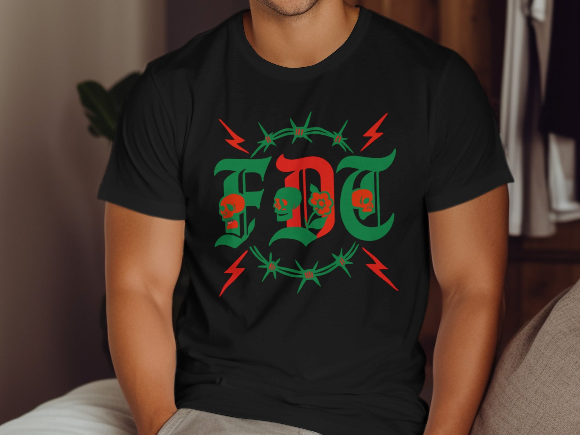 FDT Lightning Barbed Wire Skull Design Shirt product