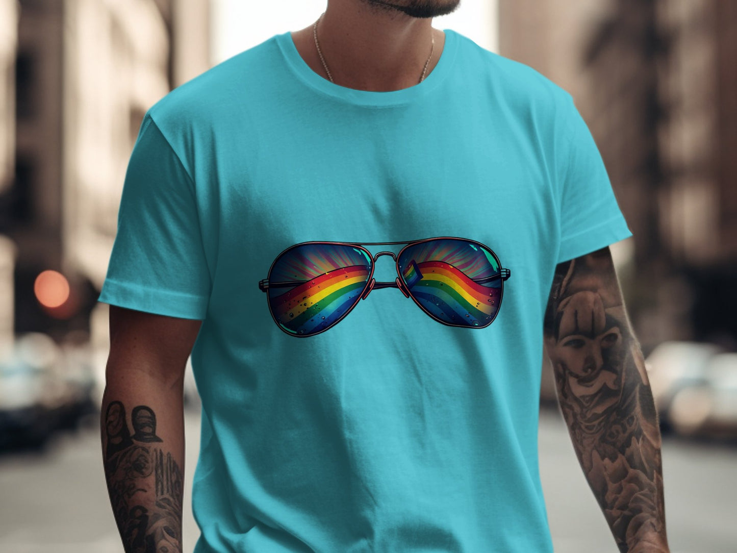 Vibrant Rainbow Sunglasses Graphic Print T-Shirt product