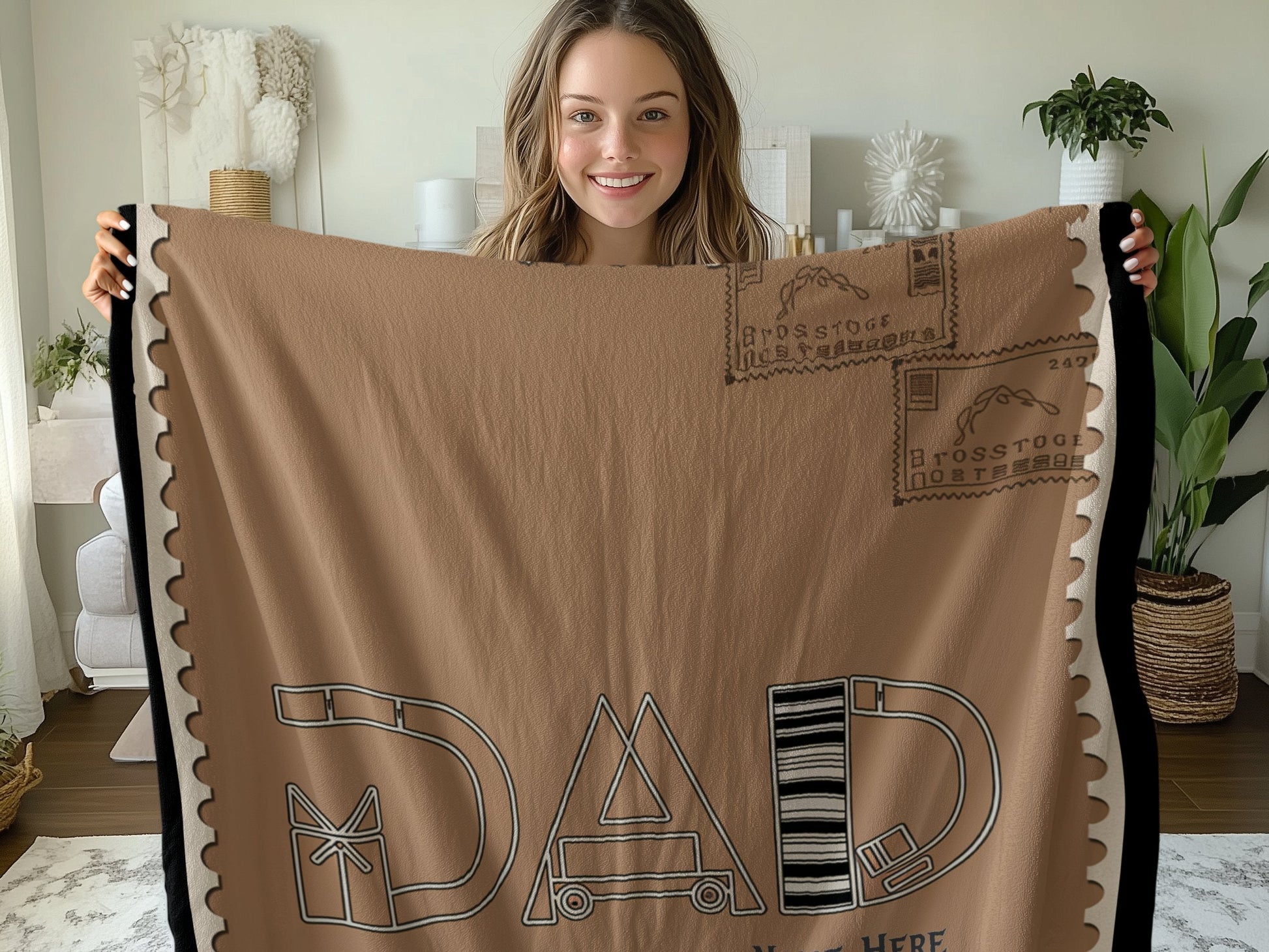 Vintage Postage Stamp Inspired Dad Blanket product