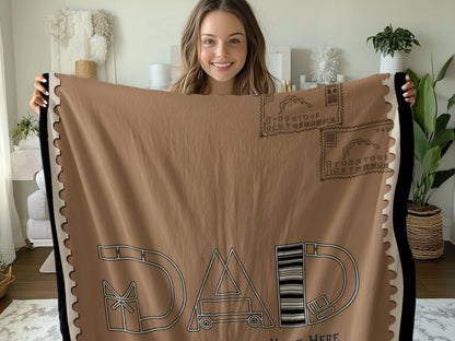 Vintage Postage Stamp Inspired Dad Blanket product