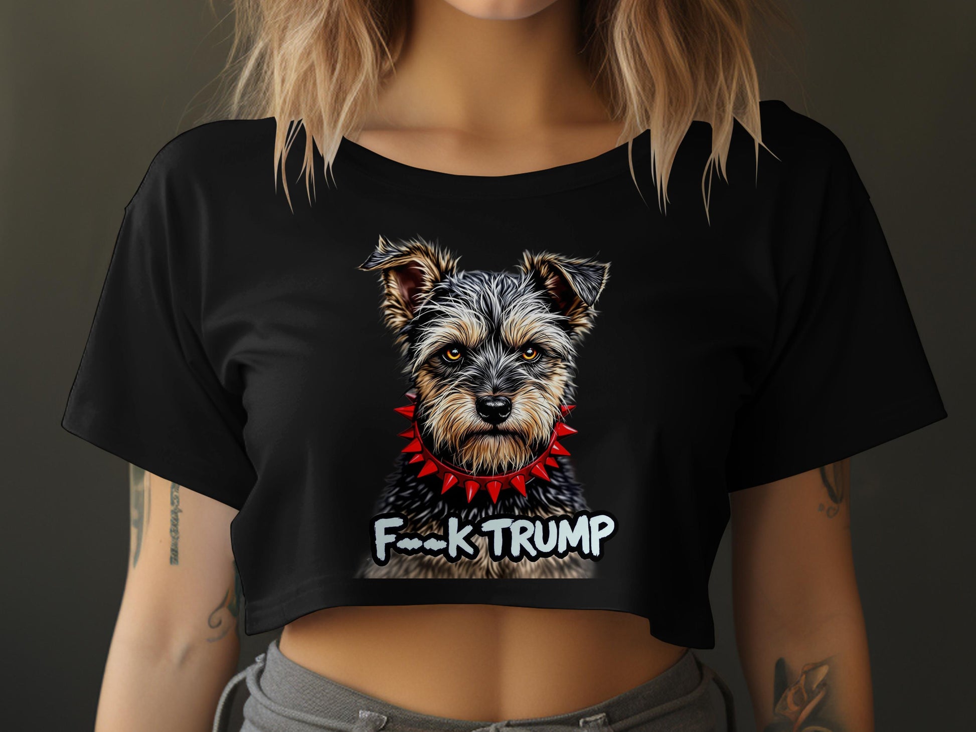 F--k Trump Dog Graphic Cute Casual Crop Top product