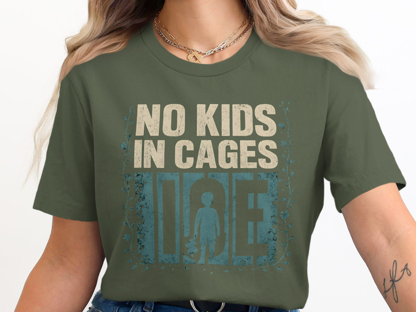 No Kids in Cages Statement Graphic Tee Shirt product