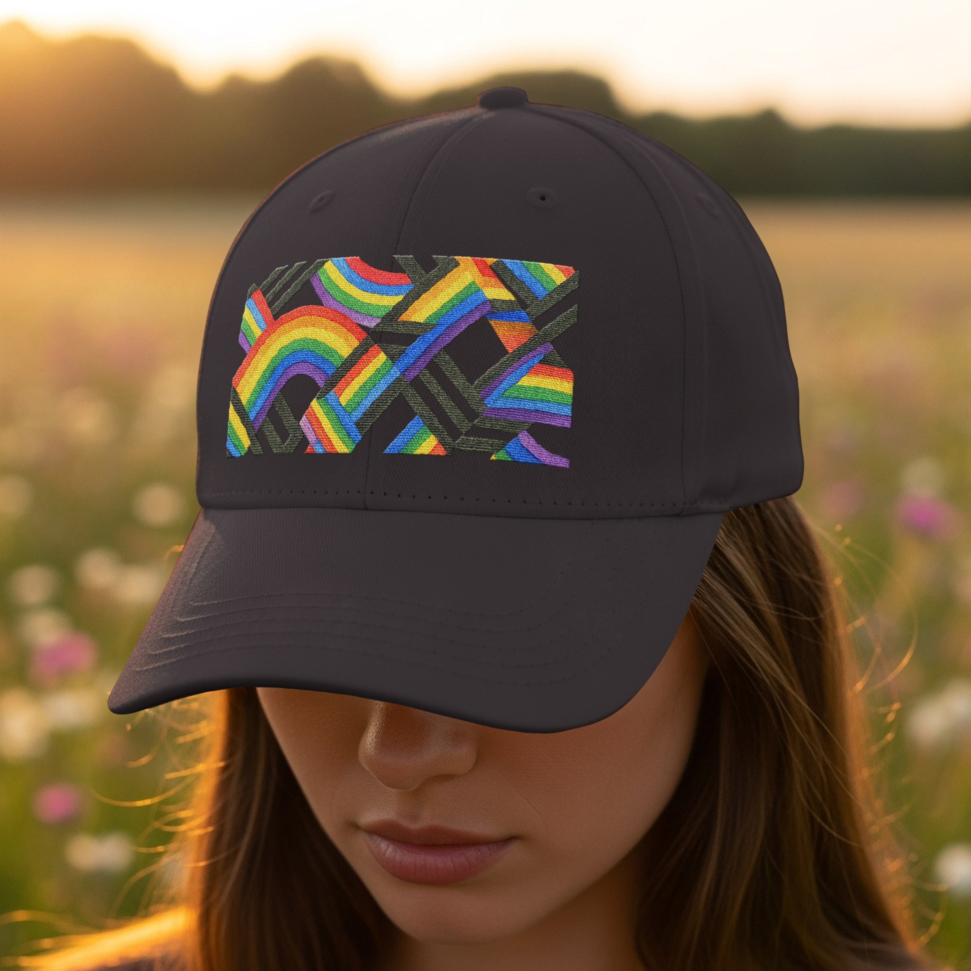 Colorful Geometric Pattern Rainbow Design Cap product