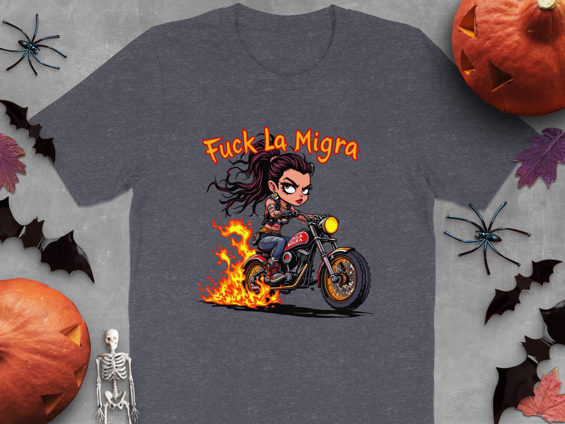 Fuck La Migra Motorcycle Rider Cool T-Shirt product type