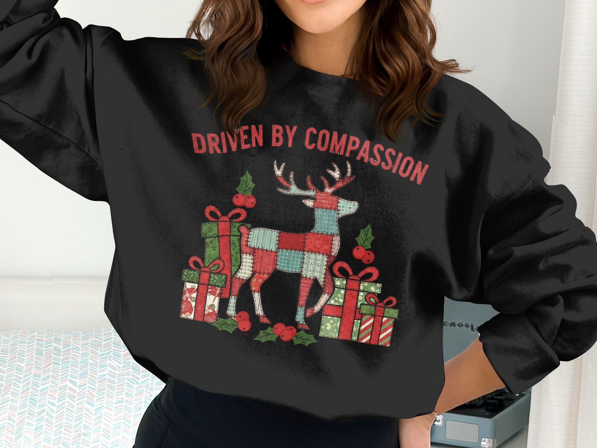 Driven by Compassion Reindeer Graphic Sweatshirt**