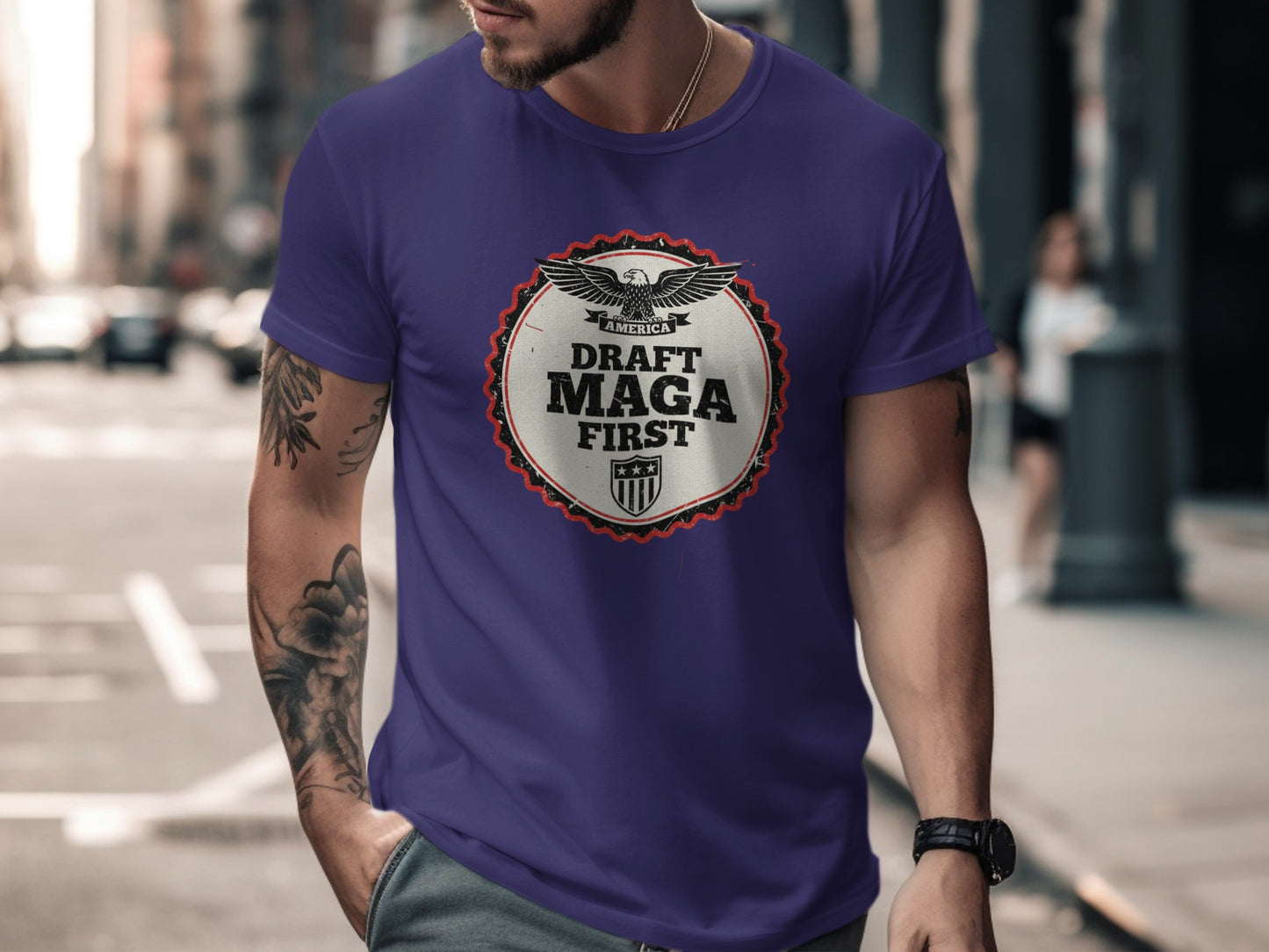 Draft Maga First America Inspired T-shirt with Eagle Design