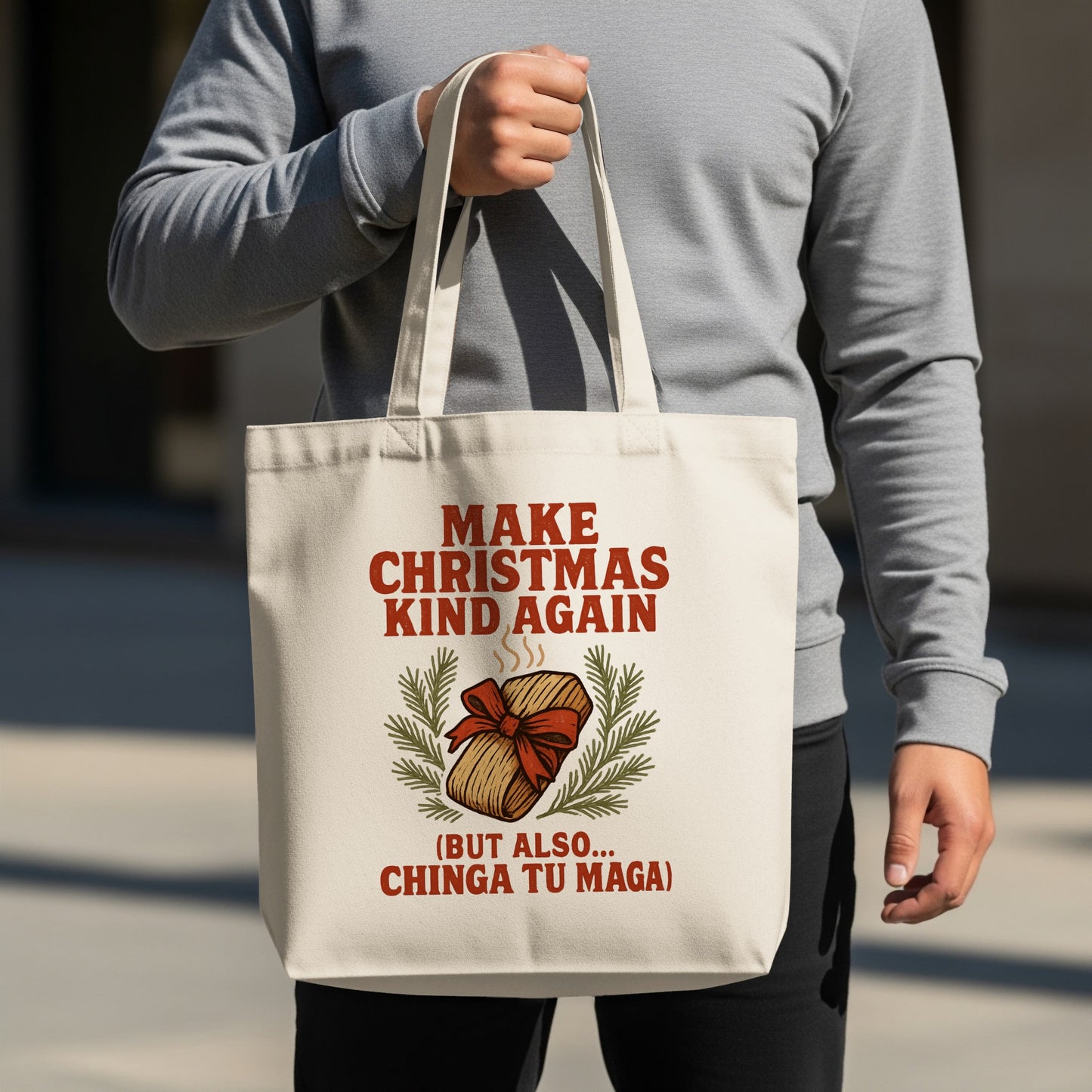 Make Christmas Kind Again Funny Design Tote Bag