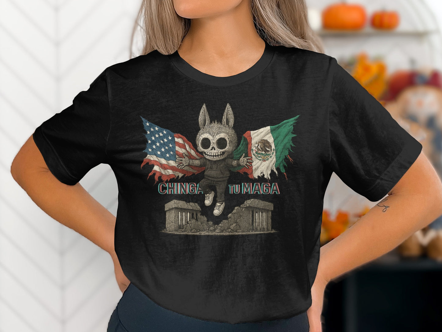 Chinga Tu Maga Skull Character Graphic Tee product type