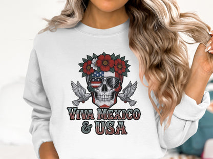 Viva Mexico and USA Skull Graphic Sweatshirt product type
