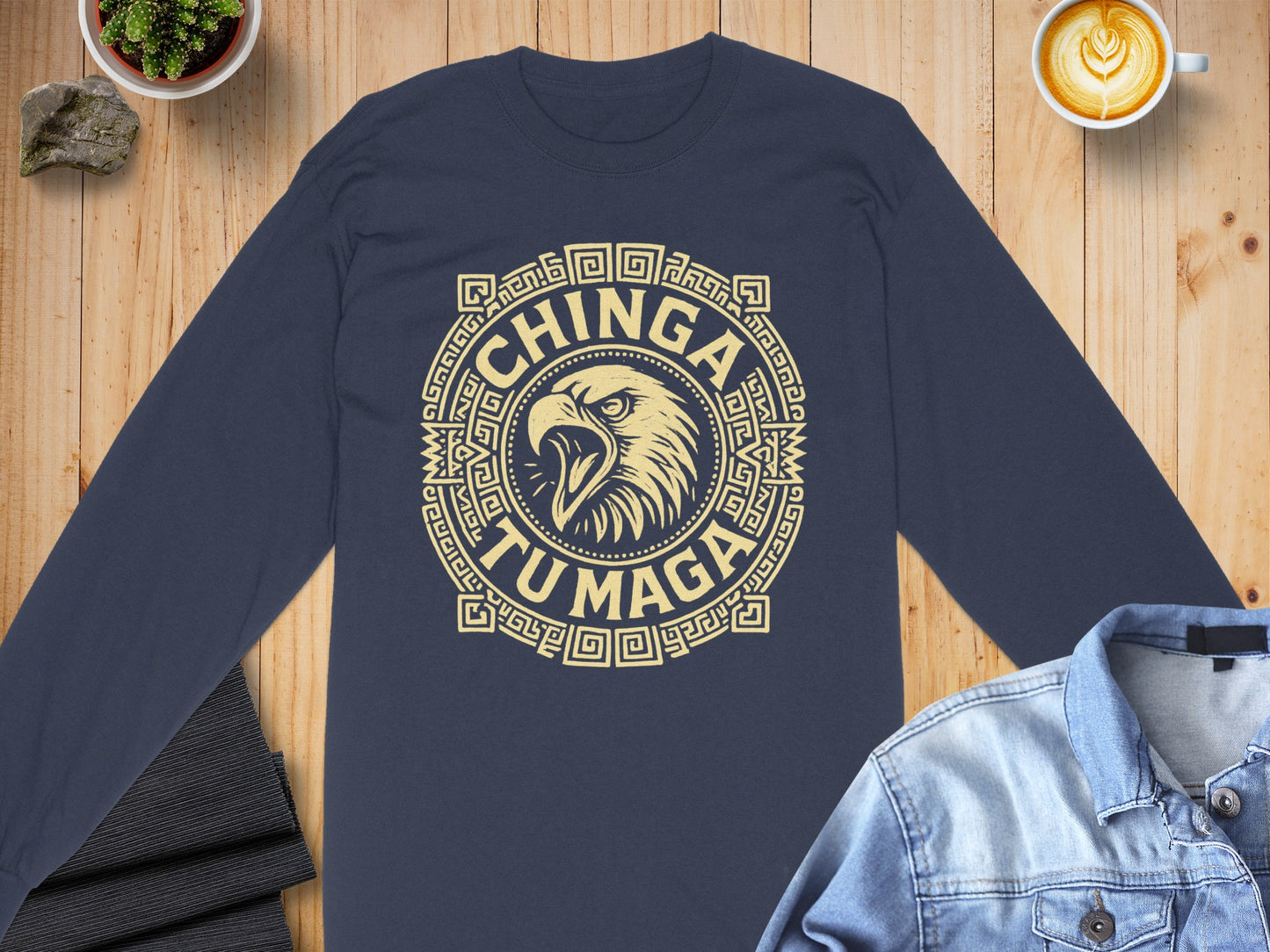 Chinga Tu Maga Eagle Bold Graphic Long Sleeve Shirt