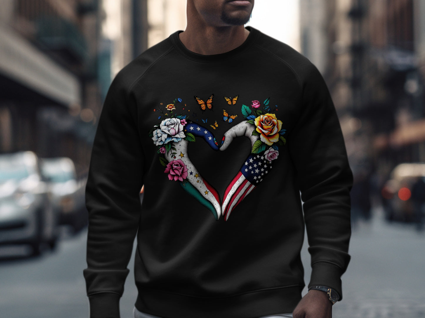 American Flag Heart Hands Floral Design product type