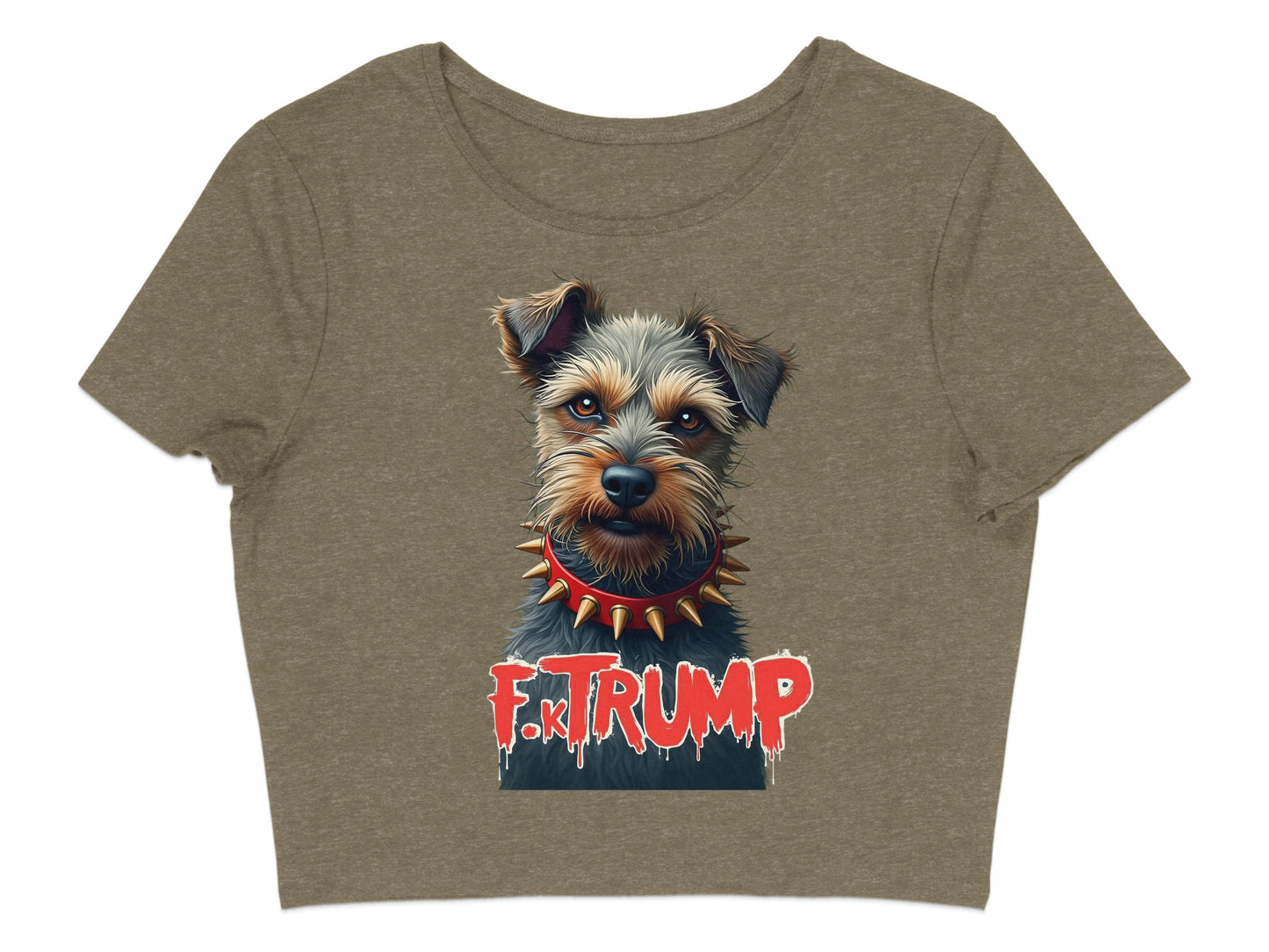 F. TRUMP Dog Graphic Short Sleeve Crop Top product