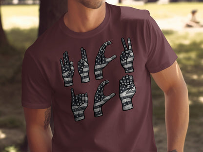 American Flag Sign Language Graphic Shirt