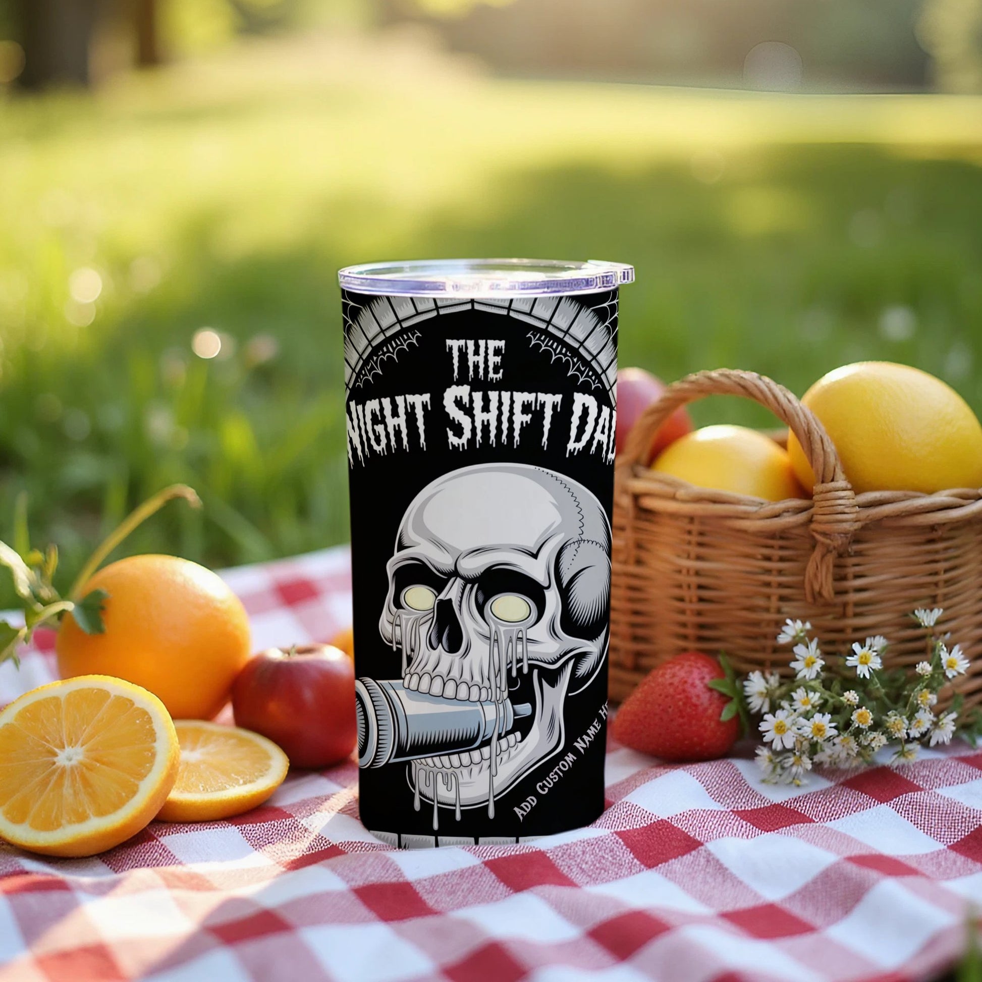 The Night Shift Dad Tumbler with Skull Artwork product type