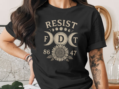 Resist Moon Phases Sunflower Graphic T-Shirt product type