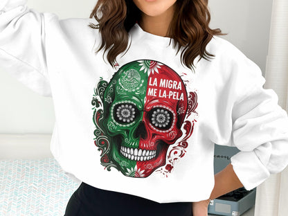 La Migra Me La Pela Skull Design Sweatshirt product