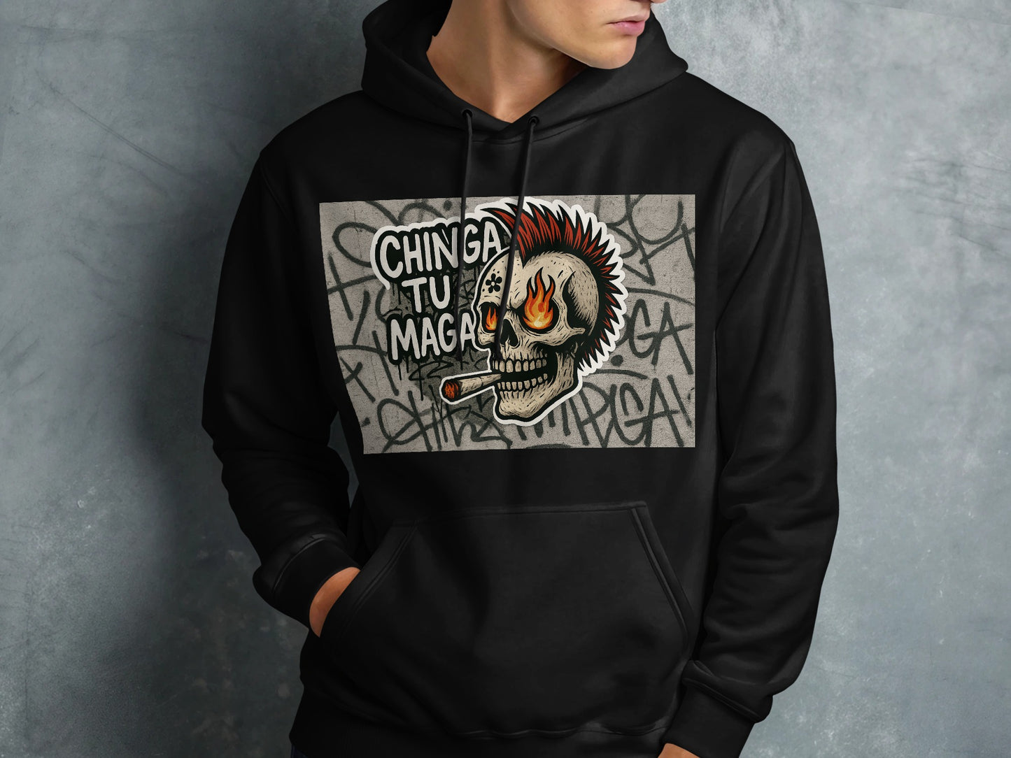 Bold Skull and Graffiti Design Hooded Sweatshirt Product Type