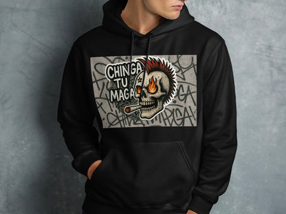 Bold Skull and Graffiti Design Hooded Sweatshirt Product Type