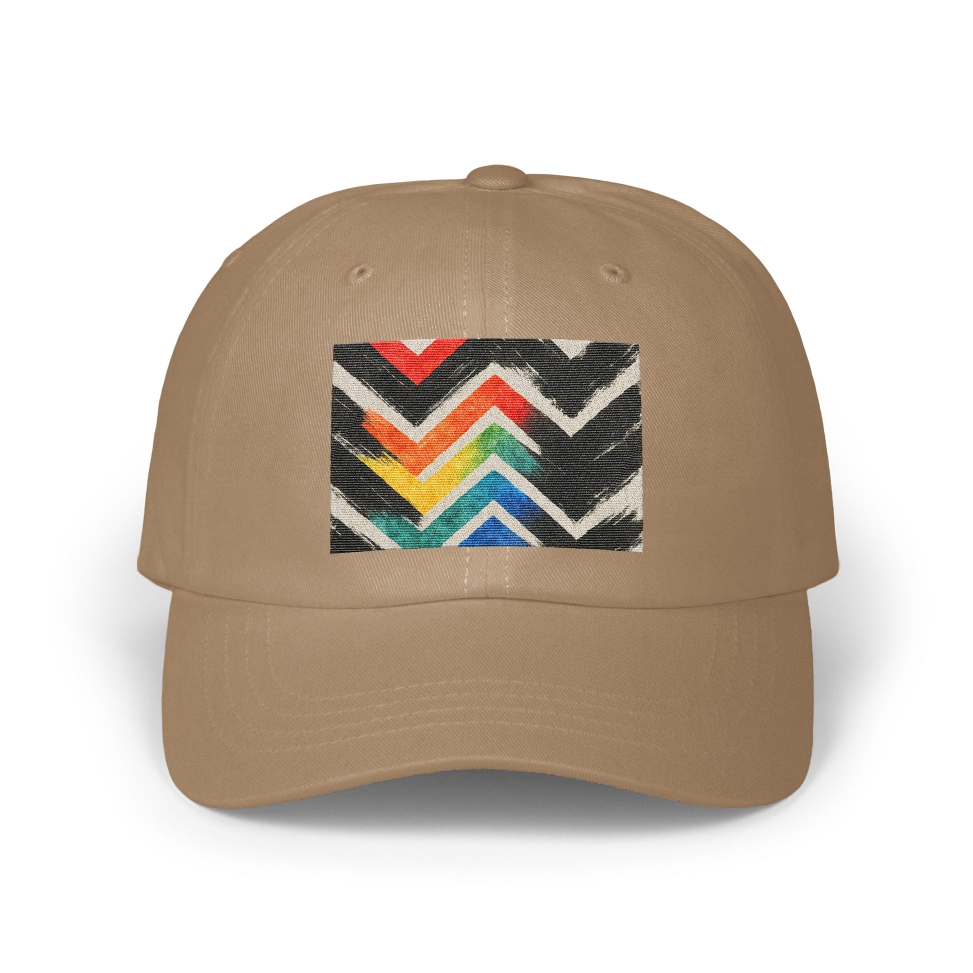 Chevron Pattern Multicolor Art Print on Tan Hat product