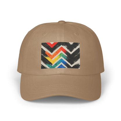 Chevron Pattern Multicolor Art Print on Tan Hat product
