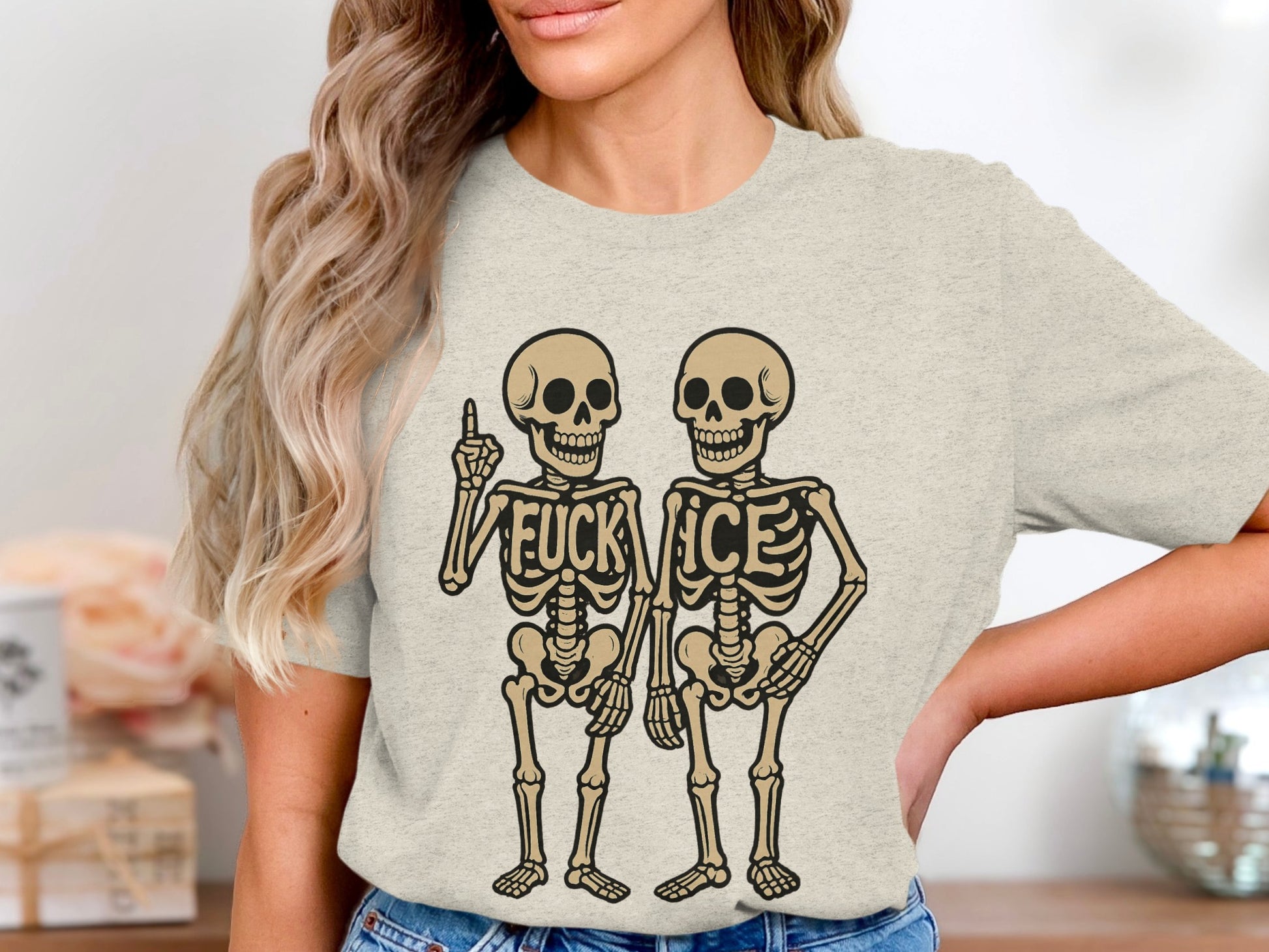 Humorous Skeleton Graphic Short Sleeve Tee Shirt product