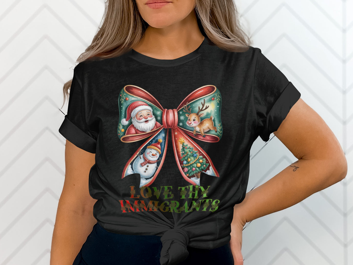 Love Thy Immigrants Christmas Graphic Tee