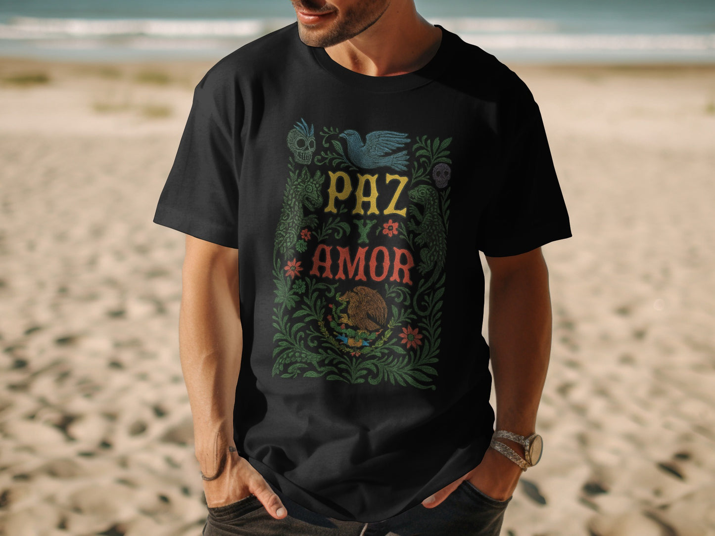Artistic Beach Peace and Love Graphic T-shirt product