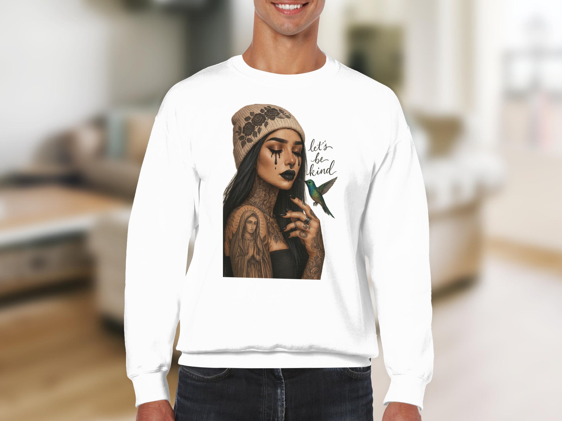 Unique Let's Be Kind Tattoo Style Print Sweatshirt product
