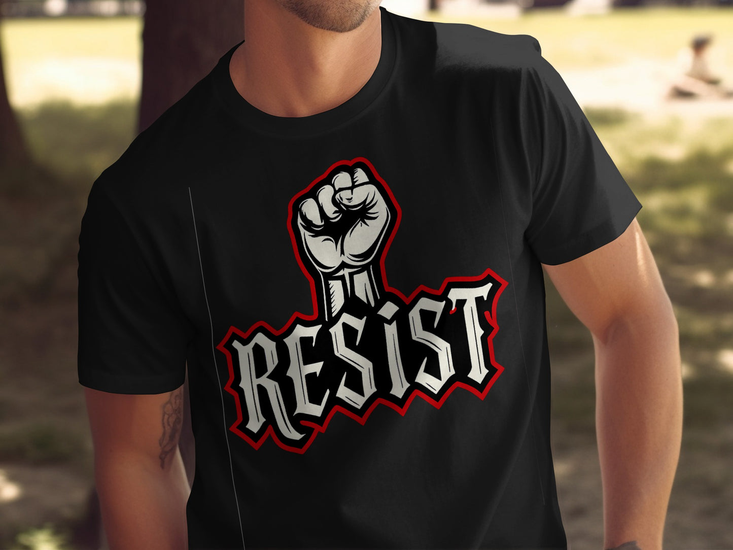 Resist Graphic Tee with Bold Fist Design product