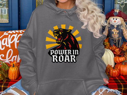 Power In Roar Black Panther Grey Hoodie product