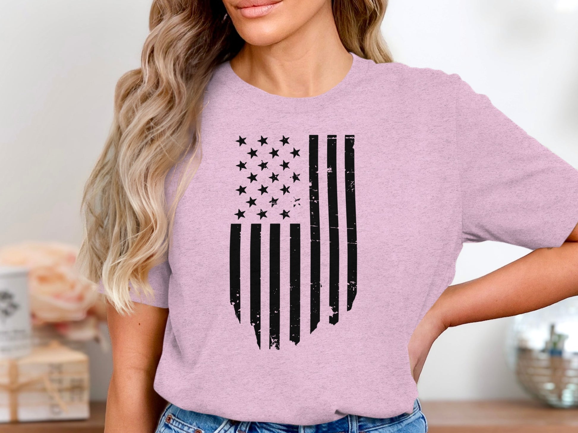 Distressed American Flag Graphic Tee Shirt product type