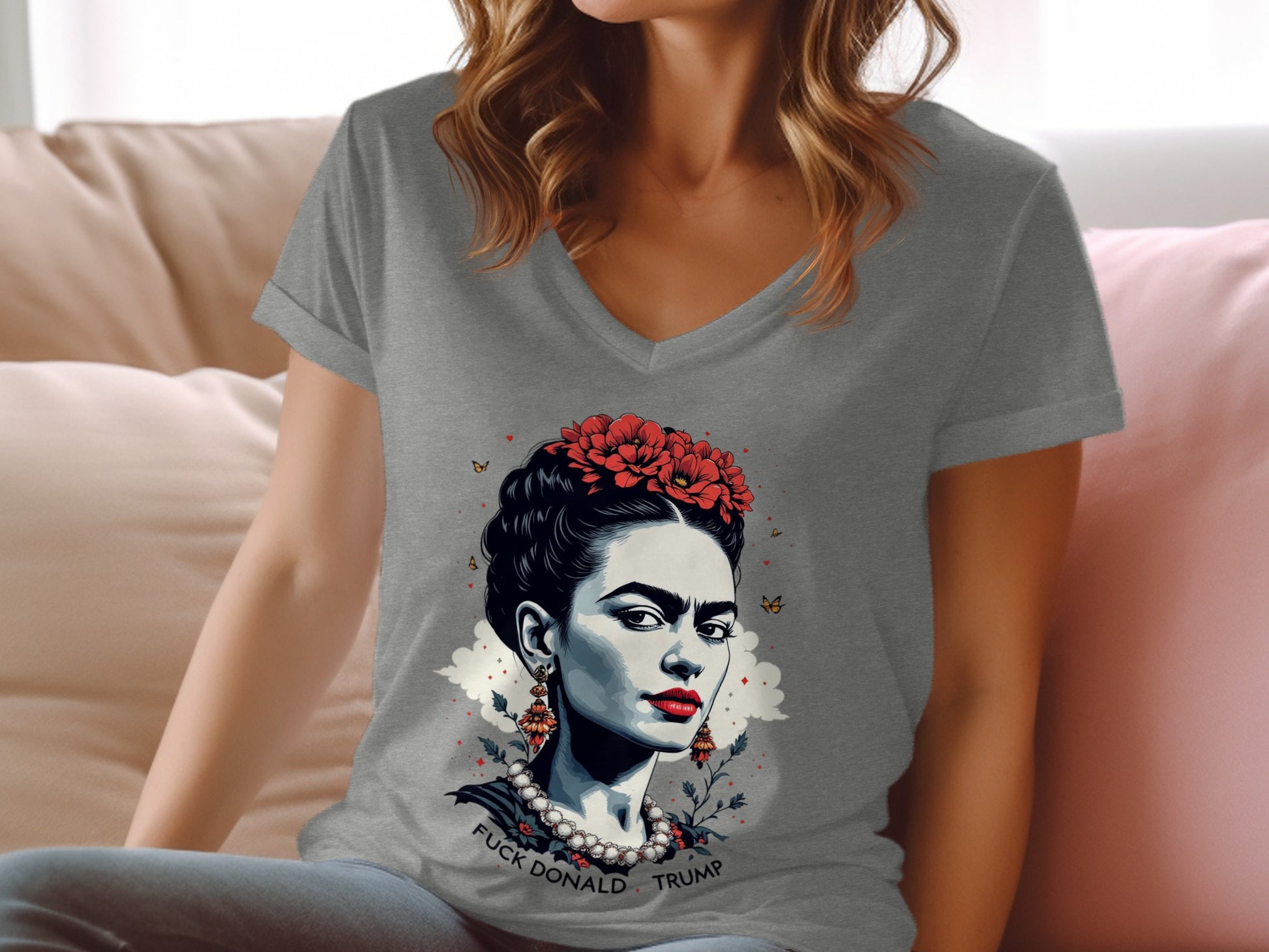 Frida Kahlo Graphic Tee Fuck Donald Trump Shirt