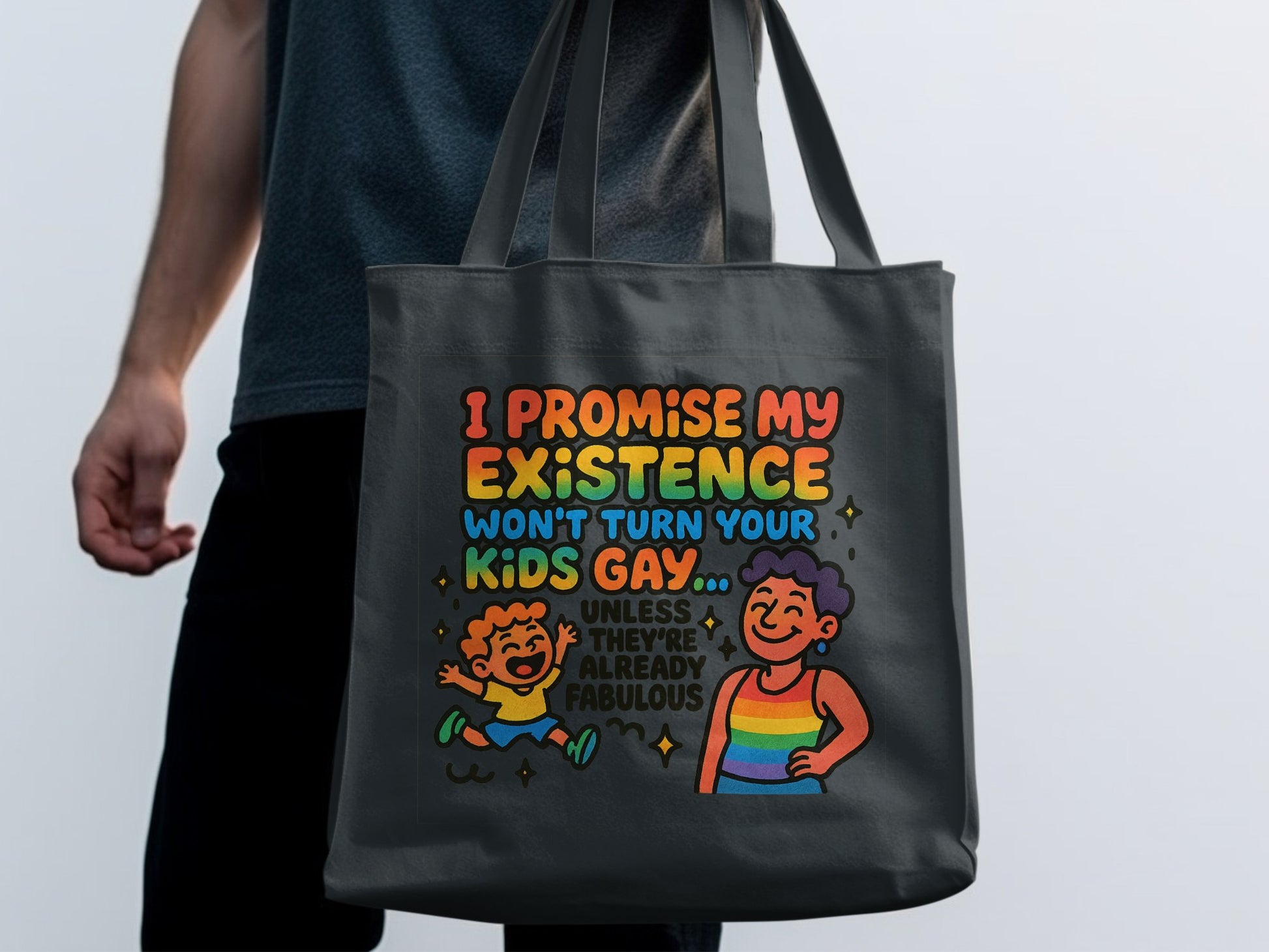 Colorful Tote Bag with Fun and Affirming Message product type