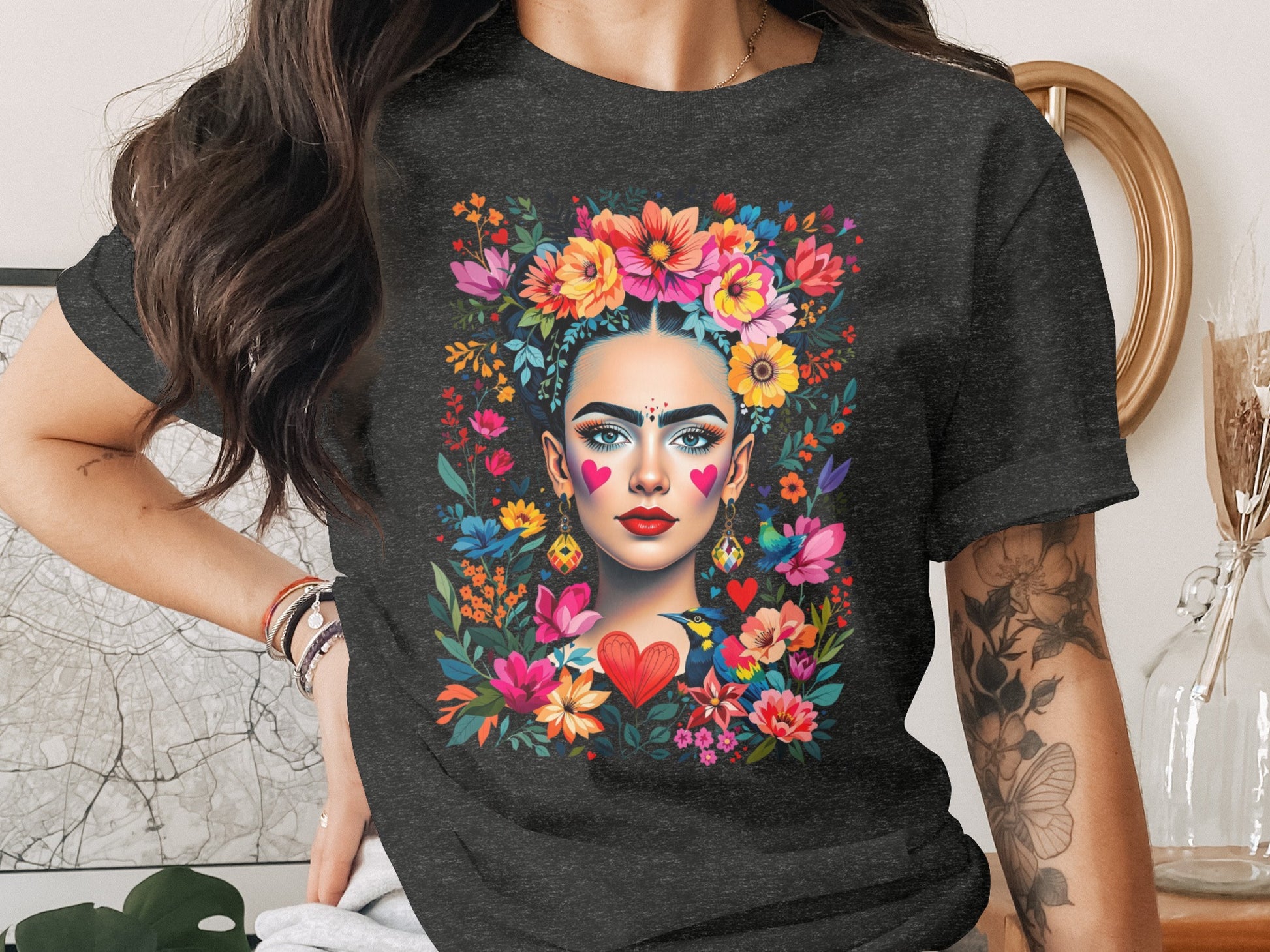 Vibrant Flower Crown Woman Art Print T-shirt product type
