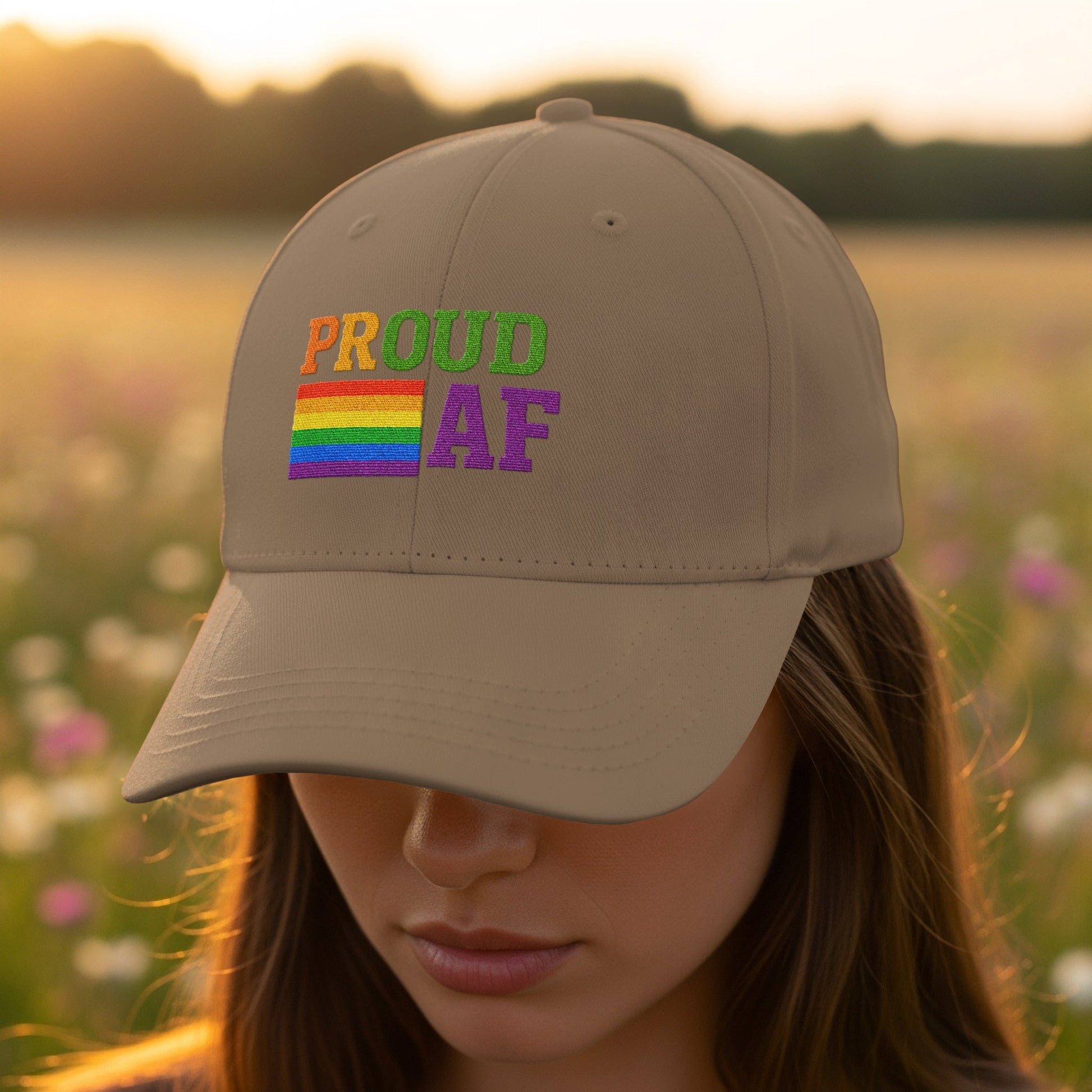 Proud AF Rainbow Baseball Cap Hat Apparel product