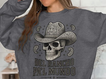 Del Rancho Pa'l Mundo Skull Cowboy Sweater