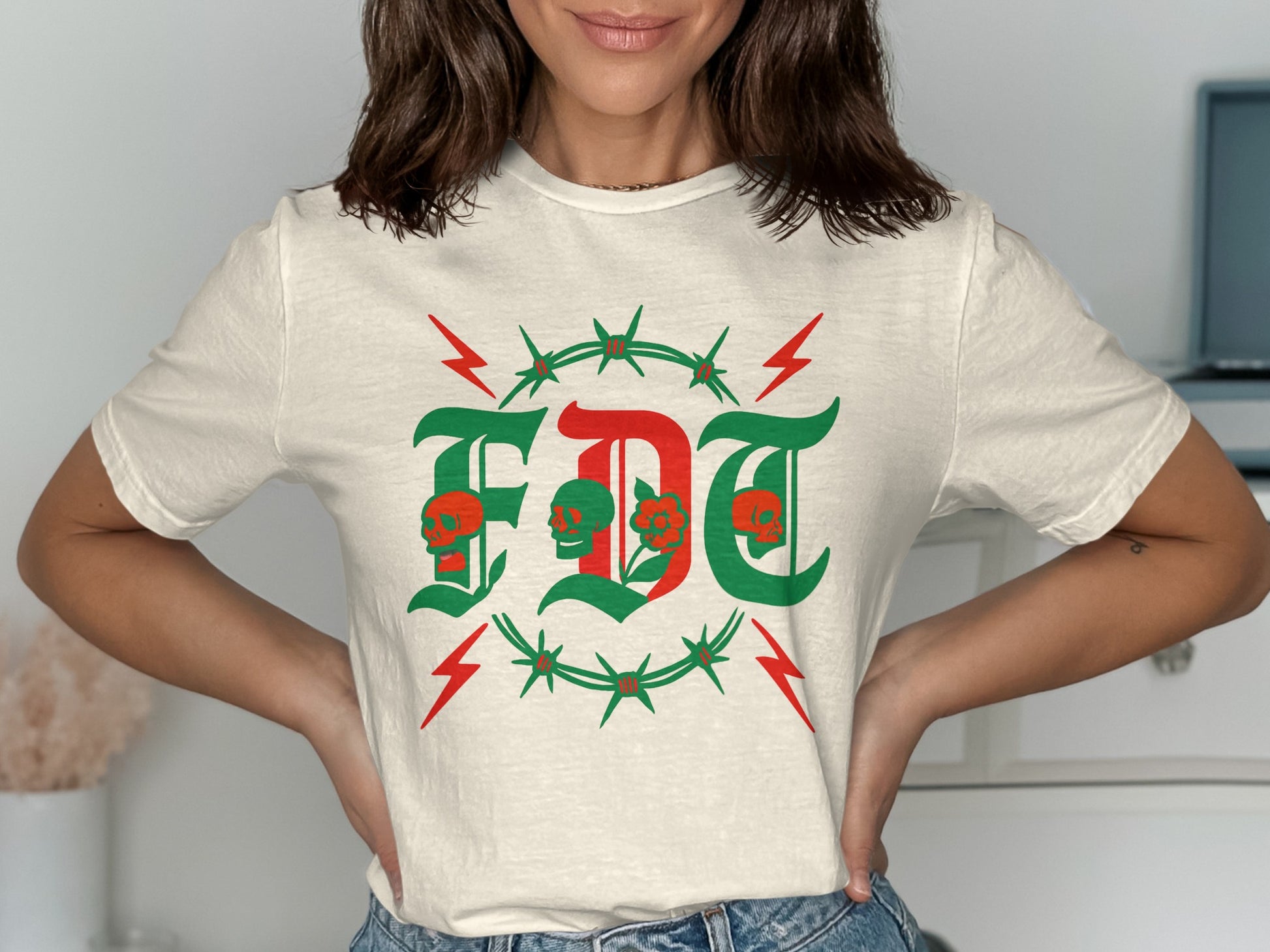 EDT Skull and Flower Graphic T-Shirt product