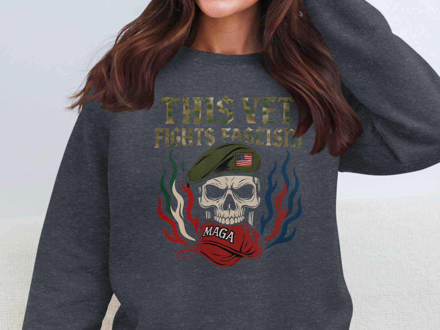 This Vet Fights Fascism Detailed Skull Graphic product